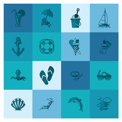 Summer and Beach Simple Flat Icons