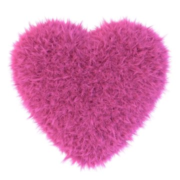 Pink fur heart, 3D render