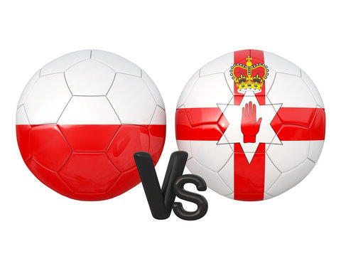 Poland / Northern Ireland soccer game 3d illustration