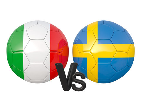 Italy / Sweden soccer game 3d illustration