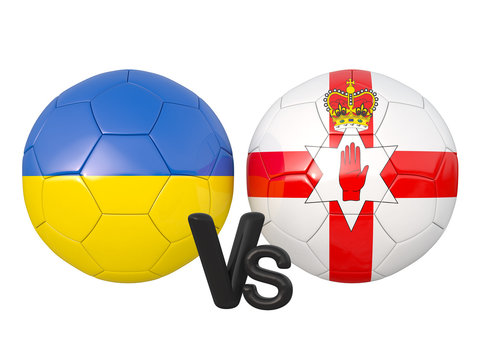 Ukraine / Northern Ireland soccer game 3d illustration
