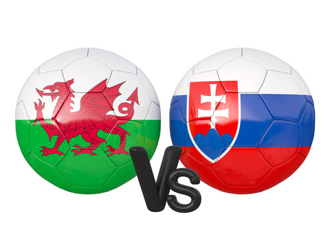 Wales / Slovakia soccer game 3d illustration
