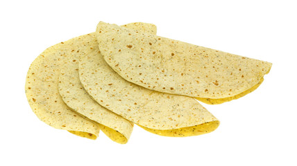 Garlic and herb flavored tortilla wraps folded isolated on white background