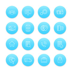 business, finance, commerce, enterprise line icons, assets, capital, finance analytics blue linear icons on white