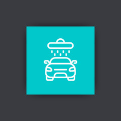 car wash line icon on square, vector illustration