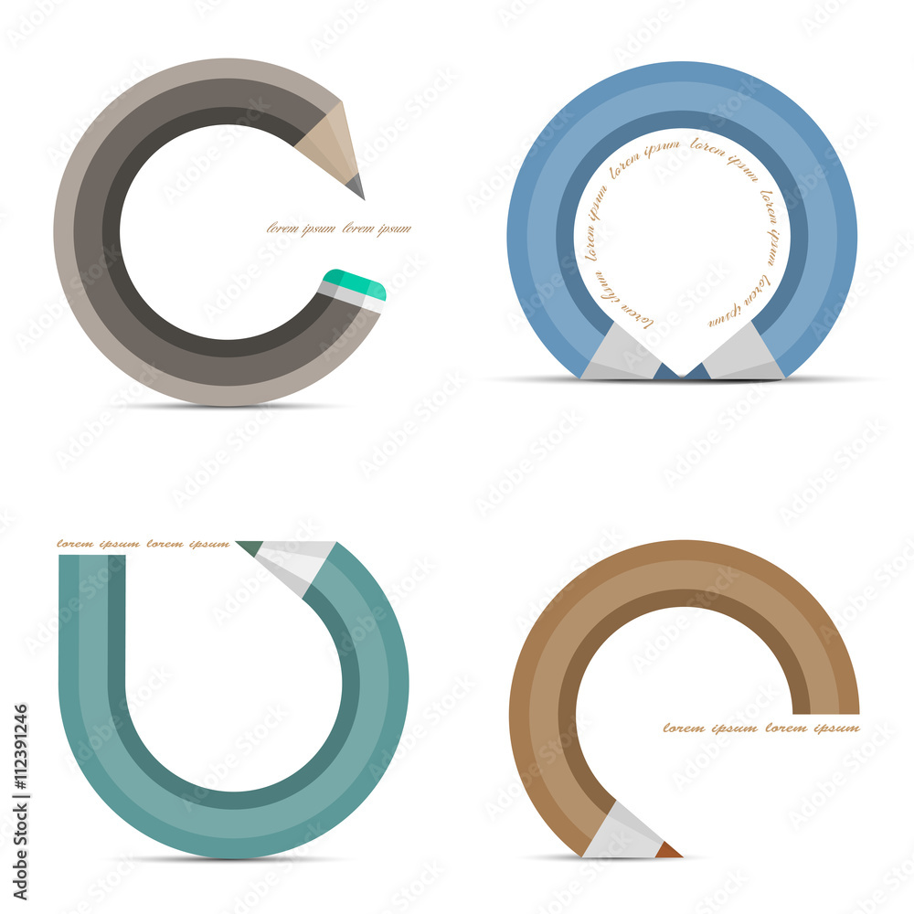 Poster vector set of icons in shape penci