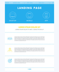 Landing page concept, flat website design template, web page layout, one page website template, vector illustration