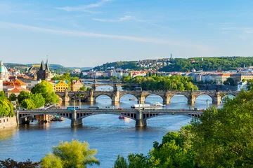 Foto op Aluminium Beautiful view to Vltava and bridges in Prague, Czech republic © daliu