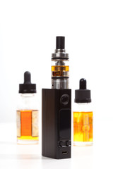 The most modern electronic cigarette over white background. Vape. Vapor.
