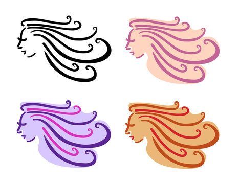 Woman with long, flowing hair in different colours