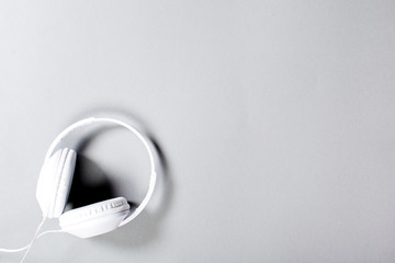  Audio Headphones with Cord on Grey Background
