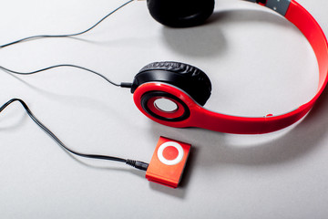  Audio Headphones with Cord on Grey Background