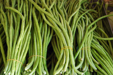 Detail of Chinese long beans at market