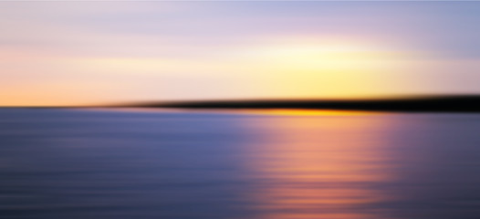 Naklejka na ściany i meble Colorful sunset over sea coast. Blurred photo