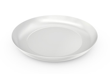 Empty plate with shadow on white background. 3D rendering