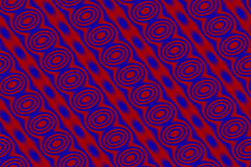 Red background with dark blue circles in diagonal lines