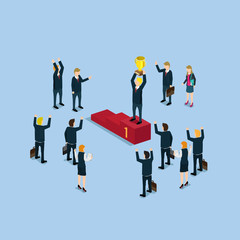 Business award isometric flat vector concept