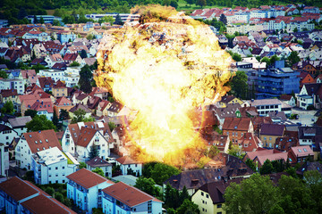 Explosion in einer Stadt