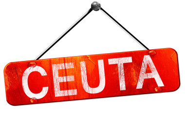 Ceuta, 3D rendering, a red hanging sign