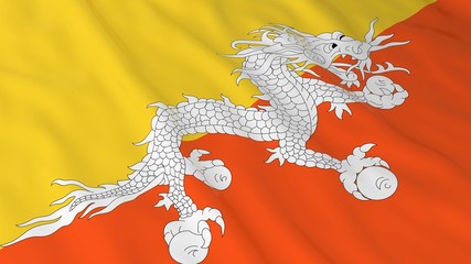Bhutanese Flag HD Background - Flag of Bhutan 3D Illustration