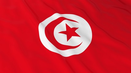 Tunisian Flag HD Background - Flag of Tunisia 3D Illustration