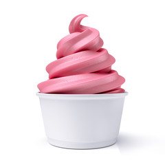 strawberry ice cream in paper cup