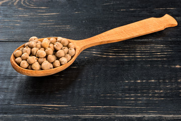 Chickpeas in a spoon