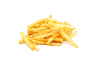 French fries on white background