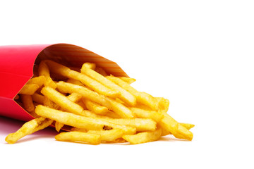 French fries on white background