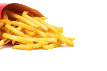 French fries on white background