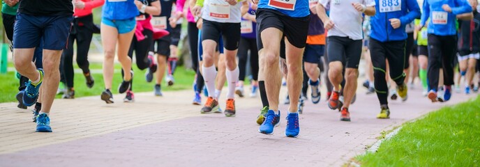 People running in park