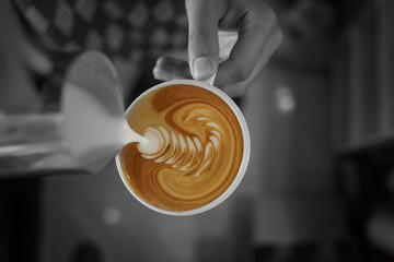 coffee latte art make by barista