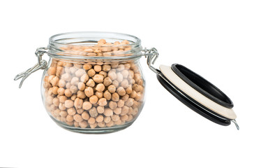 Dry chickpeas in jar