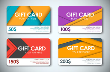 Set of gift cards in the style of the material design