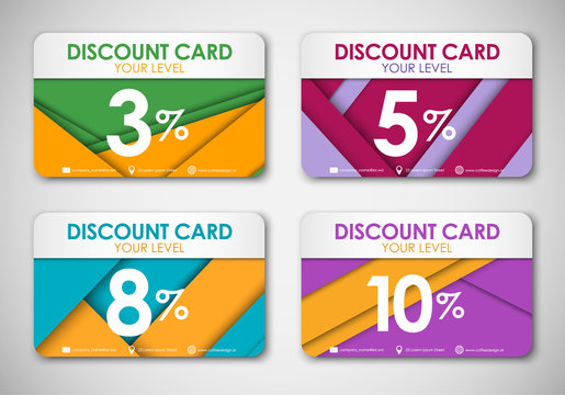 A set of discount cards in the style of the material design