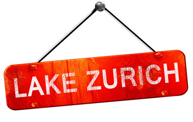 lake zurich, 3D rendering, a red hanging sign