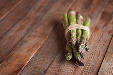 asparagus on wood background