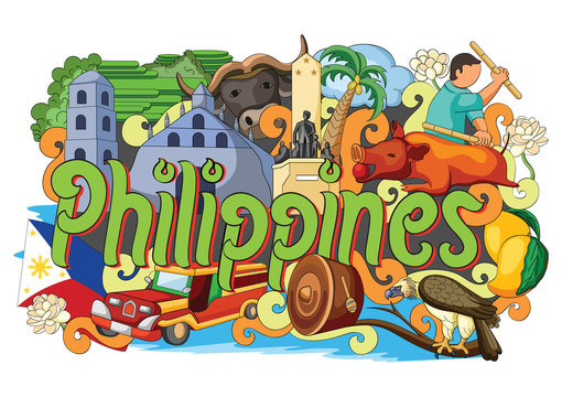 Doodle Showing Architecture And Culture Of Philippines