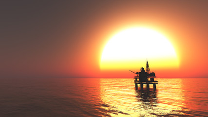 oil drill rig platform on the sea