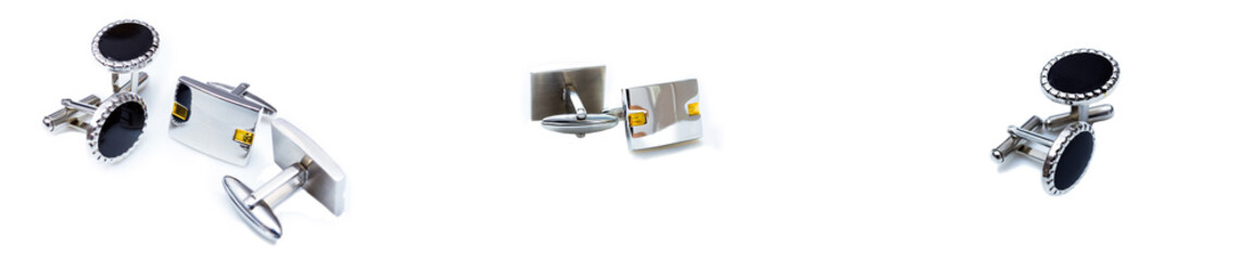 Cufflinks are many different on an isolated white background