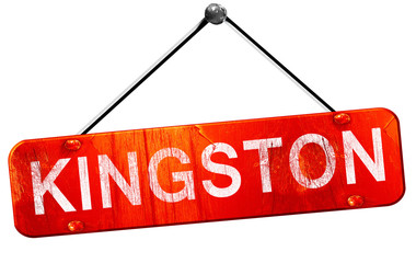 kingston, 3D rendering, a red hanging sign