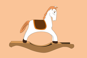 vector illustration of wooden rocking horse toy. eps 10