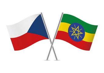 Czech Republic and Ethiopian flags. Vector illustration.