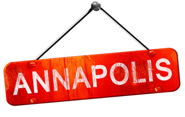 annapolis, 3D rendering, a red hanging sign