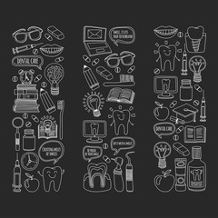 Dentistry Vector doodle set of icons Children dental care