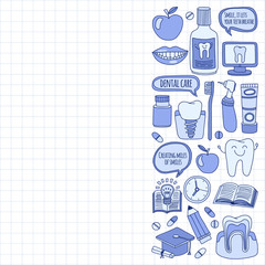 Dentistry Vector doodle set of icons Children dental care