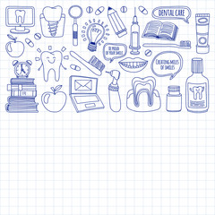 Dentistry Vector doodle set of icons Children dental care