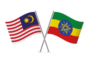 Malaysian and Ethiopian flags. Vector illustration.
