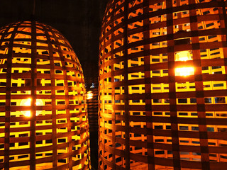 Lamps with wicker lampshades