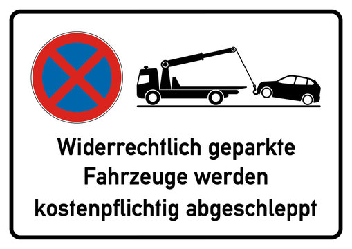 spr1 SignParkRaum - Widerrechtlich geparkte Fahrzeuge werden kostenpflichtig abgeschleppt - A2 A3 A4 Poster - g4384